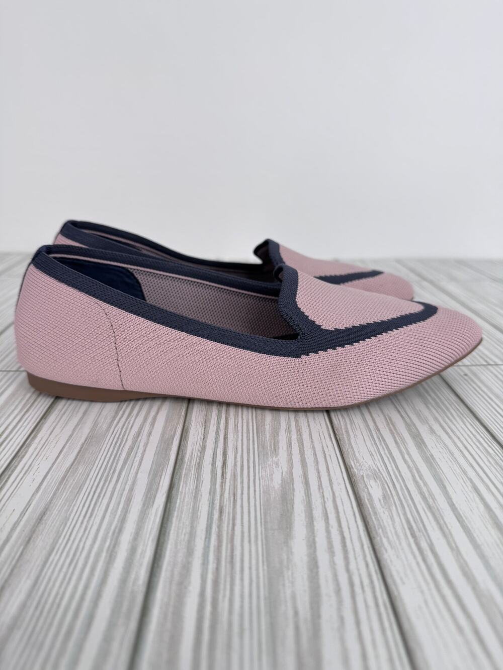 Birdies Blackbird shoes women's 7 ballet flat knit pointed toe loafer pink gray